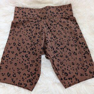 Girls High-Waisted Brown/Black Leopard Biker Shorts, Cycling Shorts NWOT 7-16Y